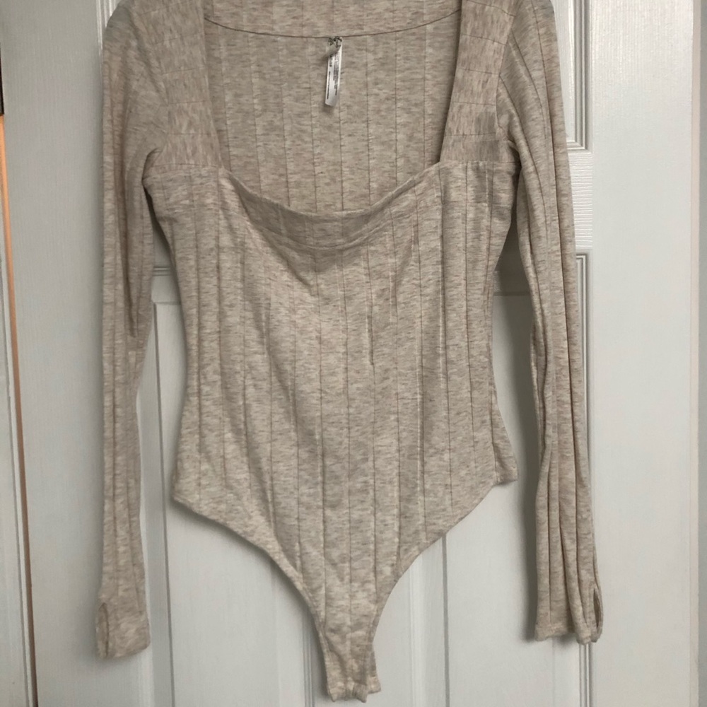Beige thong bodysuit